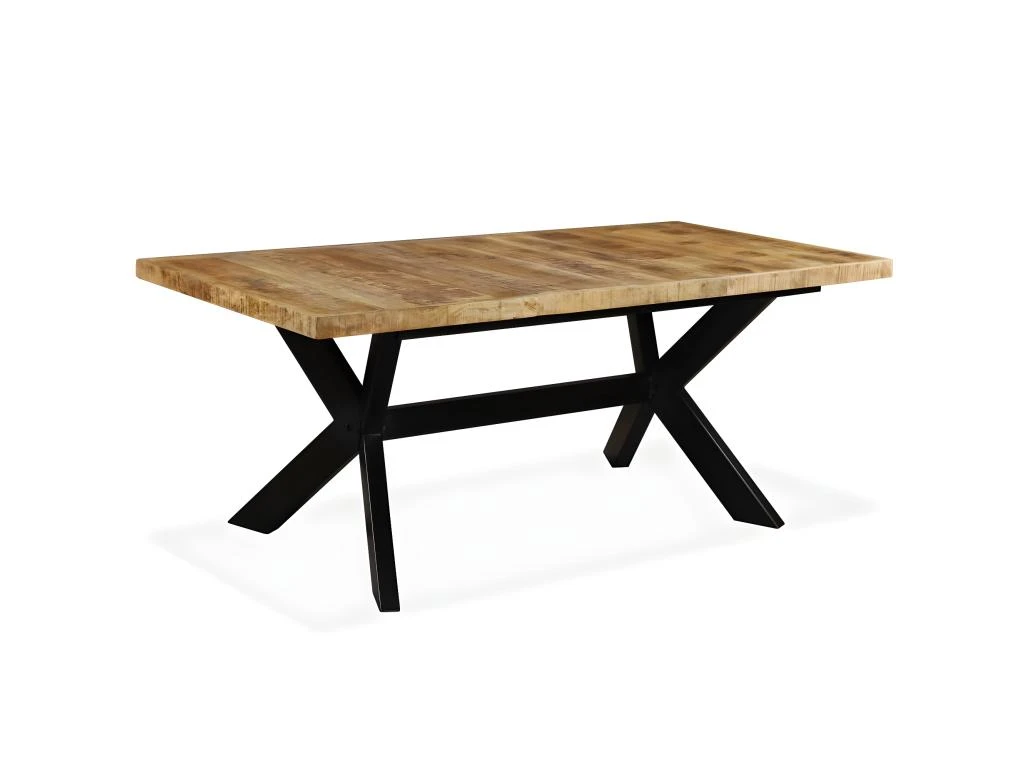 Table De Salon Salle à Manger Design Bois De Manguier Solide Et Acier 180 Cm 0902175 1 Table De Salon Salle à Manger Design Bois De Manguier Solide Et Acier 180 Cm 0902175