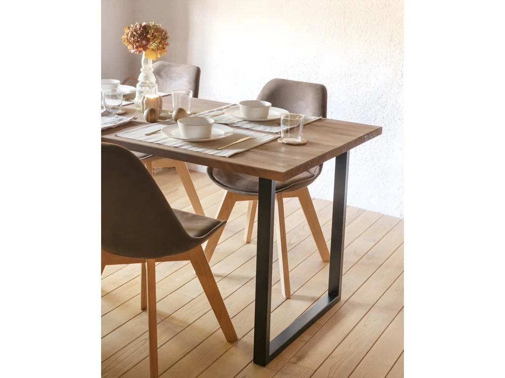 Table à Manger Zocco Chêne Foncé Et Noir 120x80cm 4 Table à Manger Zocco Chêne Foncé Et Noir 120x80cm – Image 4