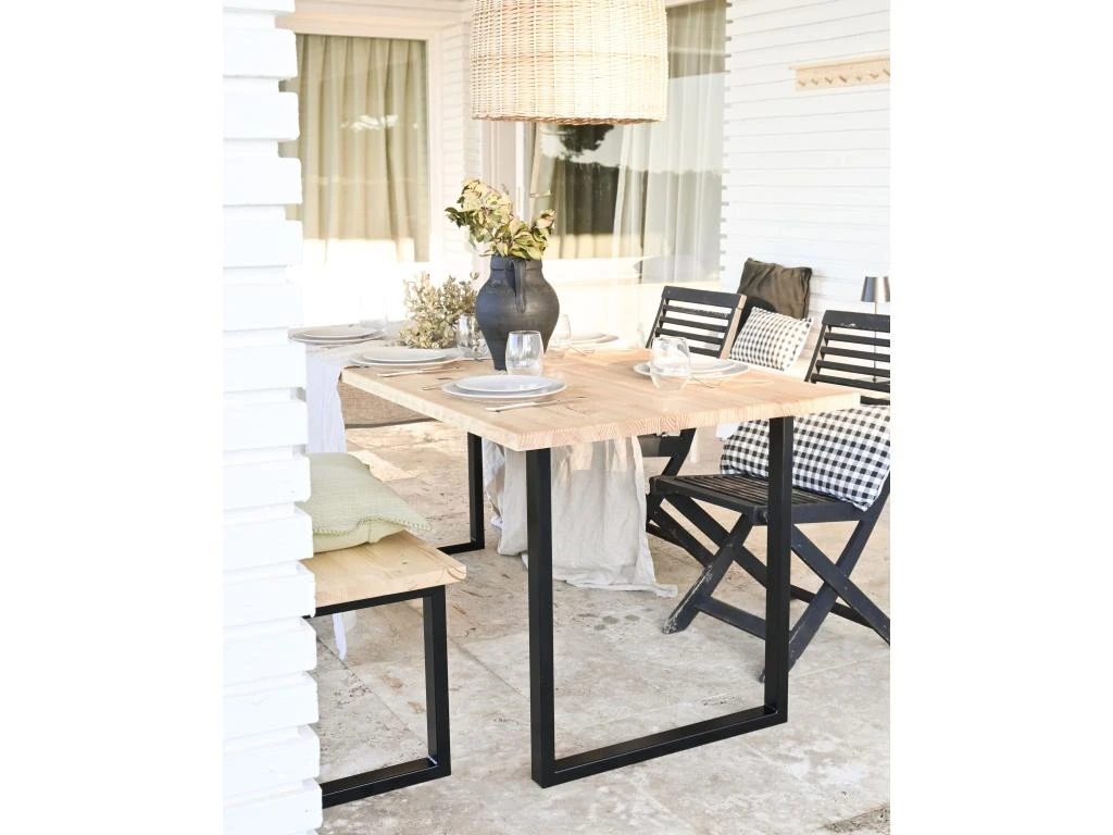 Table à Manger Zocco Naturelle Et Noir 200x80cm 4 Table à Manger Zocco Naturelle Et Noir 200x80cm – Image 4