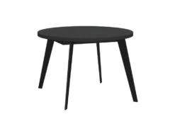 Table Ronde Extensible 110/155 Cm Plateau Noir - Pieds Métal - VANESSA