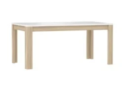 Table De Repas Extensible 160/206 Cm Plateau Blanc Et Bois - ALEXIANE