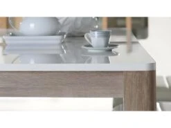 Table De Repas Extensible 160/206 Cm Plateau Blanc Et Bois - ALEXIANE -Mobilier De Restaurant table a manger 9177709