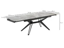 Table Extensible 160/240 Cm Céramique Gris Marbré Pied Trapèze - DAKOTA 07 -Mobilier De Restaurant table a manger 9178587