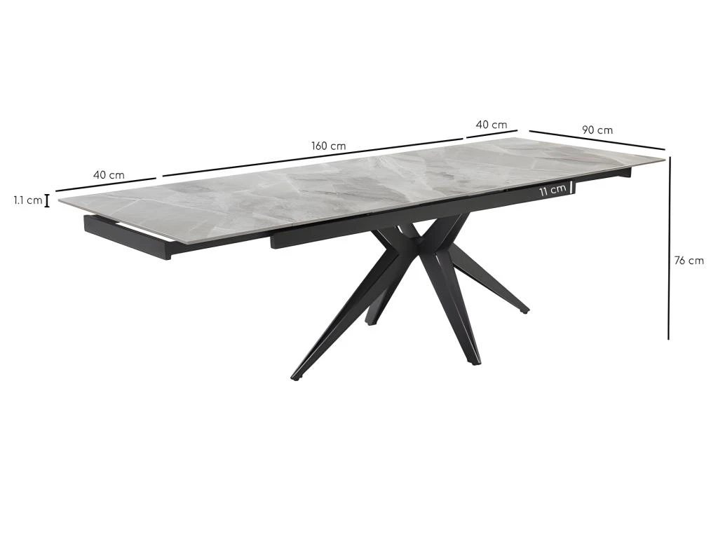 Table Extensible 160/240 Cm Céramique Gris Marbré Pied étoile - DAKOTA 06 4 Table Extensible 160/240 Cm Céramique Gris Marbré Pied étoile - DAKOTA 06 – Image 4