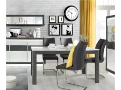 Table De Repas Extensible 160 à 206 Cm Bois Blanc Et Gris - CALVI -Mobilier De Restaurant table a manger 9178791