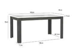 Table De Repas Extensible 160 à 206 Cm Bois Blanc Et Gris - CALVI -Mobilier De Restaurant table a manger 9178793