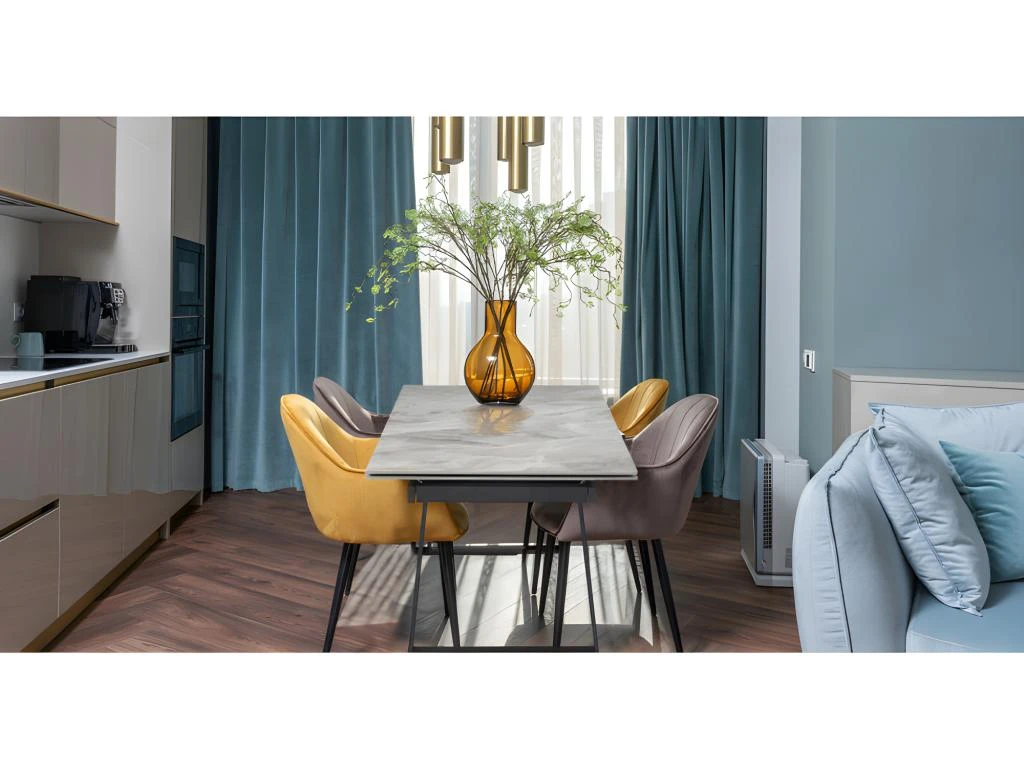 Table Extensible 160/240 Cm Céramique Gris Marbré Pied Luge - DAKOTA 02 2 Table Extensible 160/240 Cm Céramique Gris Marbré Pied Luge - DAKOTA 02 – Image 2