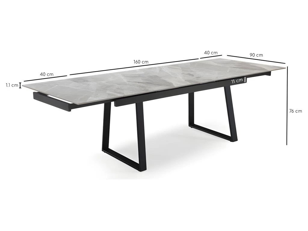 Table Extensible 160/240 Cm Céramique Gris Marbré Pied Luge - DAKOTA 02 5 Table Extensible 160/240 Cm Céramique Gris Marbré Pied Luge - DAKOTA 02 – Image 5