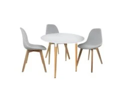 ZURI - Table Ronde Blanche Et Pieds Effet Bois -Mobilier De Restaurant table a manger 9320713