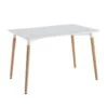 ZURI - Table Rectangulaire Blanche Et Pieds Effet Bois