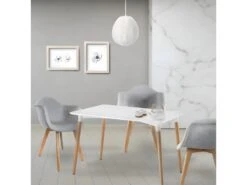 ZURI - Table Rectangulaire Blanche Et Pieds Effet Bois 8 ZURI - Table Rectangulaire Blanche Et Pieds Effet Bois -Mobilier De Restaurant table a manger 9320737