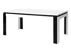 Table Salle à Manger LINA 180cm . Coloris Blanc. Table 6 Personnes Brillante Noire Et Blanche . Design Moderne.