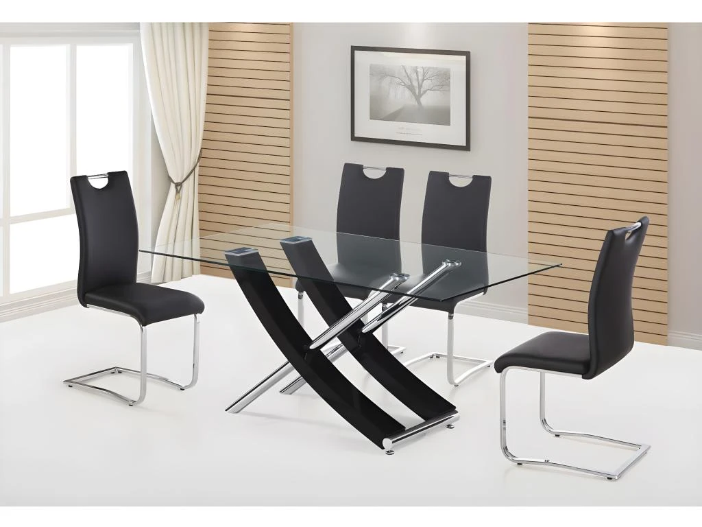 Table Repas "Diva" - 160 X 90 X 76 Cm - Noir Laqué 2 Table Repas "Diva" - 160 X 90 X 76 Cm - Noir Laqué – Image 2