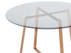 Table à Manger 4 Couverts En Verre Trempé Et Acier Inoxydable - Transparent Et Cuivré - EFELIA -Mobilier De Restaurant table basse 12345343