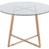 Table à Manger 4 Couverts En Verre Trempé Et Acier Inoxydable - Transparent Et Cuivré - EFELIA